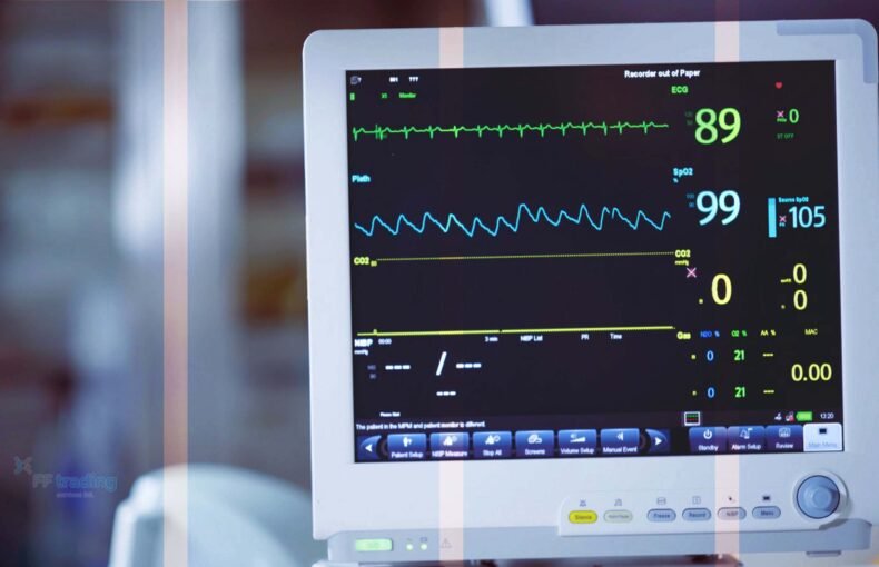 Interior of a medical equipment store in Lagos showcasing affordable ECG machines for healthcare professionals.