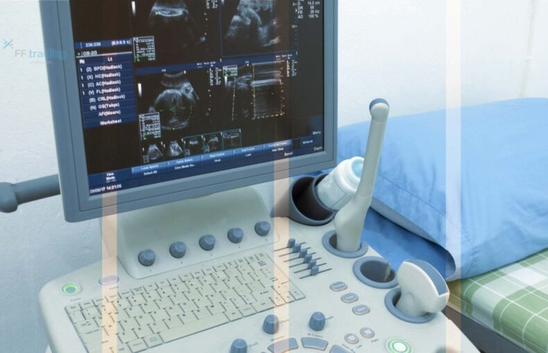 Ultrasound machines displayed in an affordable medical equipment store in Lagos, showcasing options for healthcare providers.