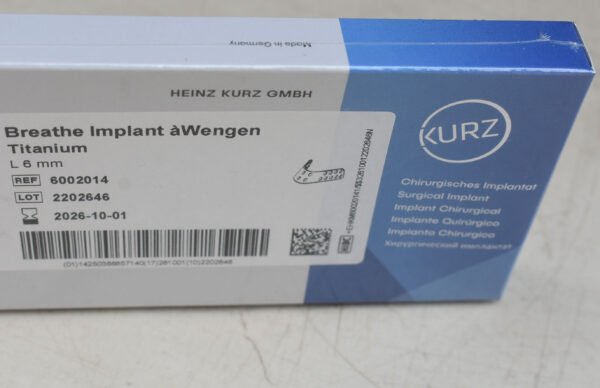 Heinz Kurz GmbH Breathe Implant – An Innovative Solution for Airway Reconstruction The Heinz Kurz GmbH Breathe Implant is a cutting-edge medical implant designed to support airway reconstruction in patients with upper airway obstructions. It provides a durable and biocompatible solution for restoring normal breathing function, ensuring improved patient outcomes. Key Features and Benefits: ✅ Biocompatible Material – Made from high-quality, body-friendly materials to minimize the risk of rejection and ensure long-term stability. ✅ Structural Support for Airway Patency – The implant helps maintain an open airway by reinforcing weakened or damaged structures, assisting patients with severe airway stenosis or collapse. ✅ Customizable Fit – Designed to accommodate different anatomical structures, ensuring a personalized approach to treatment and enhancing patient comfort.